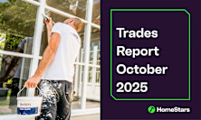 Banner for Homestars trade shortages october study. On the left is a painter that is painting window frames white