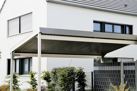 Aluminium car port in residential area