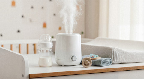 Humidifier working in a nursery room.