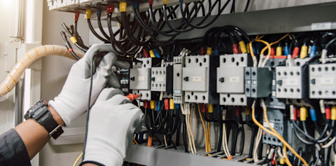 Electrical panel with wires