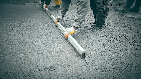 concrete being laid out
